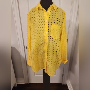 NWT J. Crew Yellow Women's Casual Eyelet Shirt Size 6